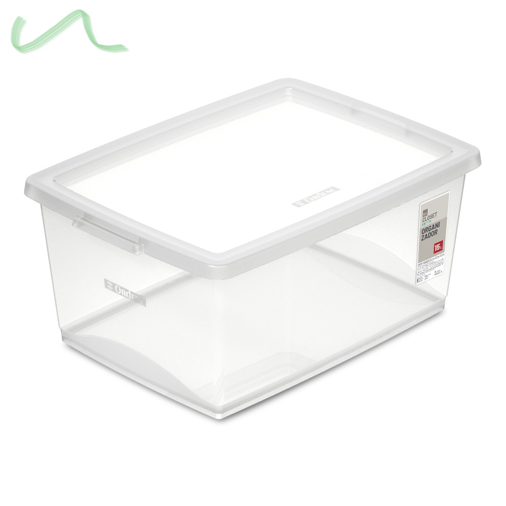 Caixa Organizadora Com Tampa De Plástico Cristal Ordene 15L