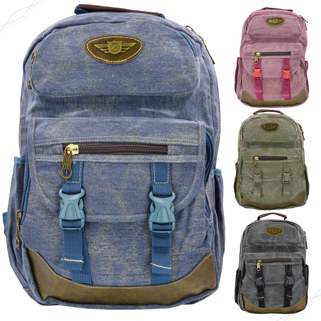 Mochila de Lona Reforçada Com Sintético Escolar Camping Multiuso