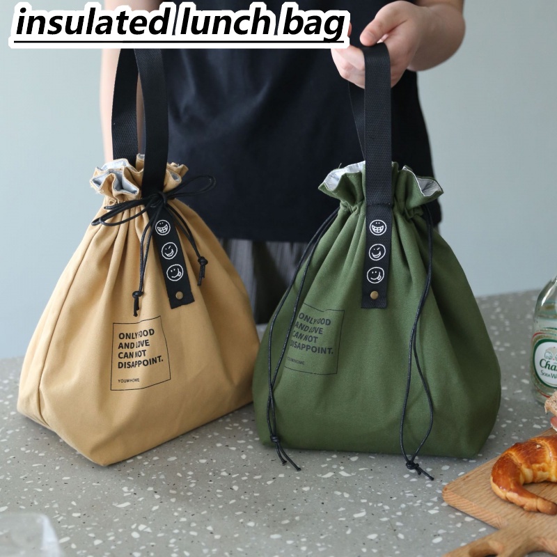 Saco De Almoço Isolado Grosso Para Homem Mulher Manter Com Isolamento Quente Alimentos Frios Cordão Fresco Lona Portátil À Prova D'água Bento Box