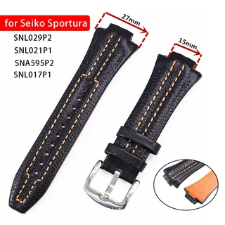Pulseira De Couro Genuíno De 27mm Para Relógio Seiko Sportura SNL029P2 SNL021P1 SNA595P2 SNL017P1 Cinto De Substituição