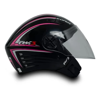Capacete Moto Aberto X Open Preto Rosa Tamanho 56 Viseira Transparente/Forro Removível INMETRO - FW3