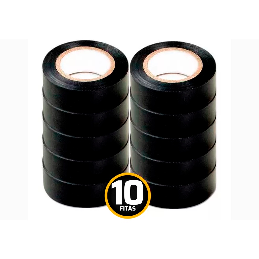 10 Unidades Fita Isolante Anti Chama Oz 5m x 18mm Preto