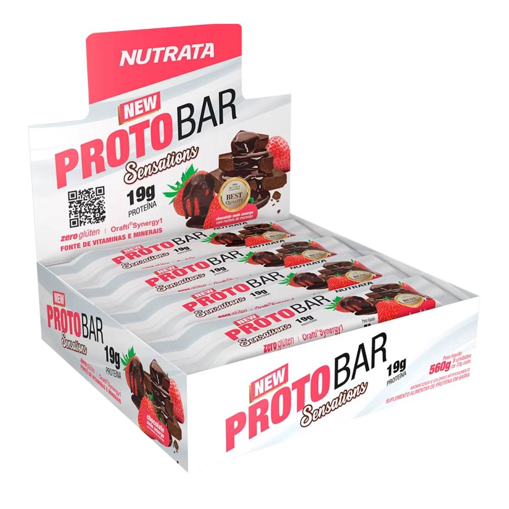 Nutrata Protobar Morango com Chocolate Whey 70g Dp C/8 Un