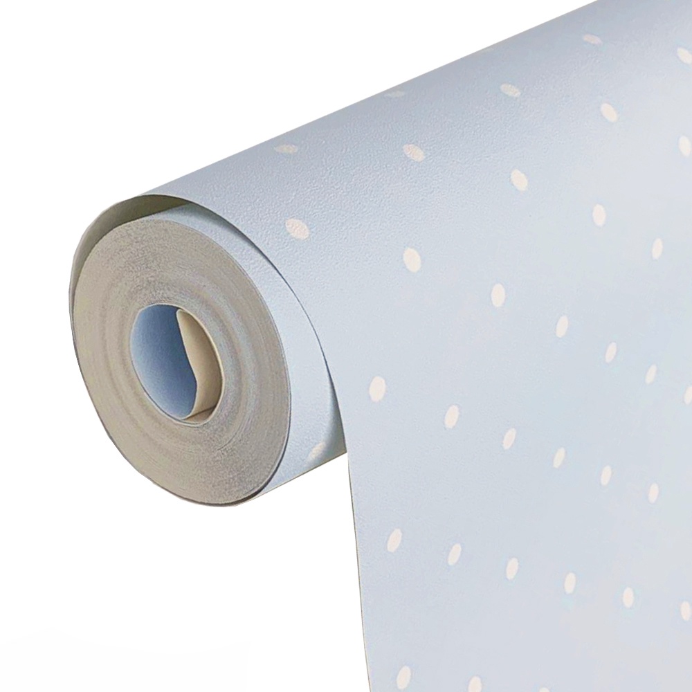 Papel de Parede Vinílico Infantil Bolinhas Azul Vinílico 10m X 53cm