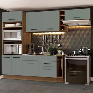 Cozinha Completa Madesa Agata 290002 com Armário e Balcão (Sem Tampo e Pia) - Rustic/Cinza em Oferta na Shopee