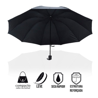 Sombrinha Guarda Chuva Masculina Feminina Grande Dobrável Preto Resistente a Chuva e Ventos Fortes