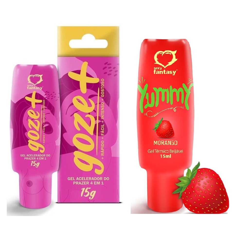 Gel Excitante Feminino Goze + Facilitador Orgasmo estimulador clitoris +  Gel térmico comestível Yummy 15 ml Morango | Shopee Brasil