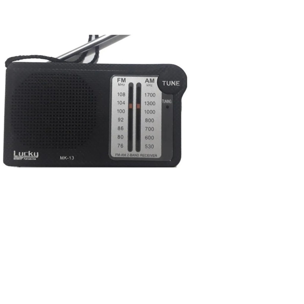 MINI Radio Portatil Am Fm De Bolso Preto Lucky Mk13 Novo