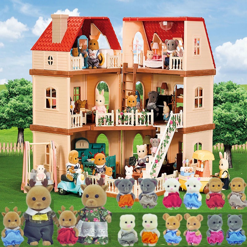 Venda Quente Nova Casa De Bonecas De Animais Da Floresta Móveis Familiares Coelho Animal Doll Villa Set Toy House Wine Scene Play