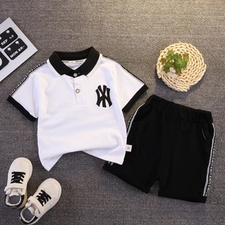 Roupas De Verão Kids Boy Summer Clothes Short Sleeve T-Shirt Shorts 2Pcs Sets Turn Down Collar Top Pants Fato De Treino Para Crianças