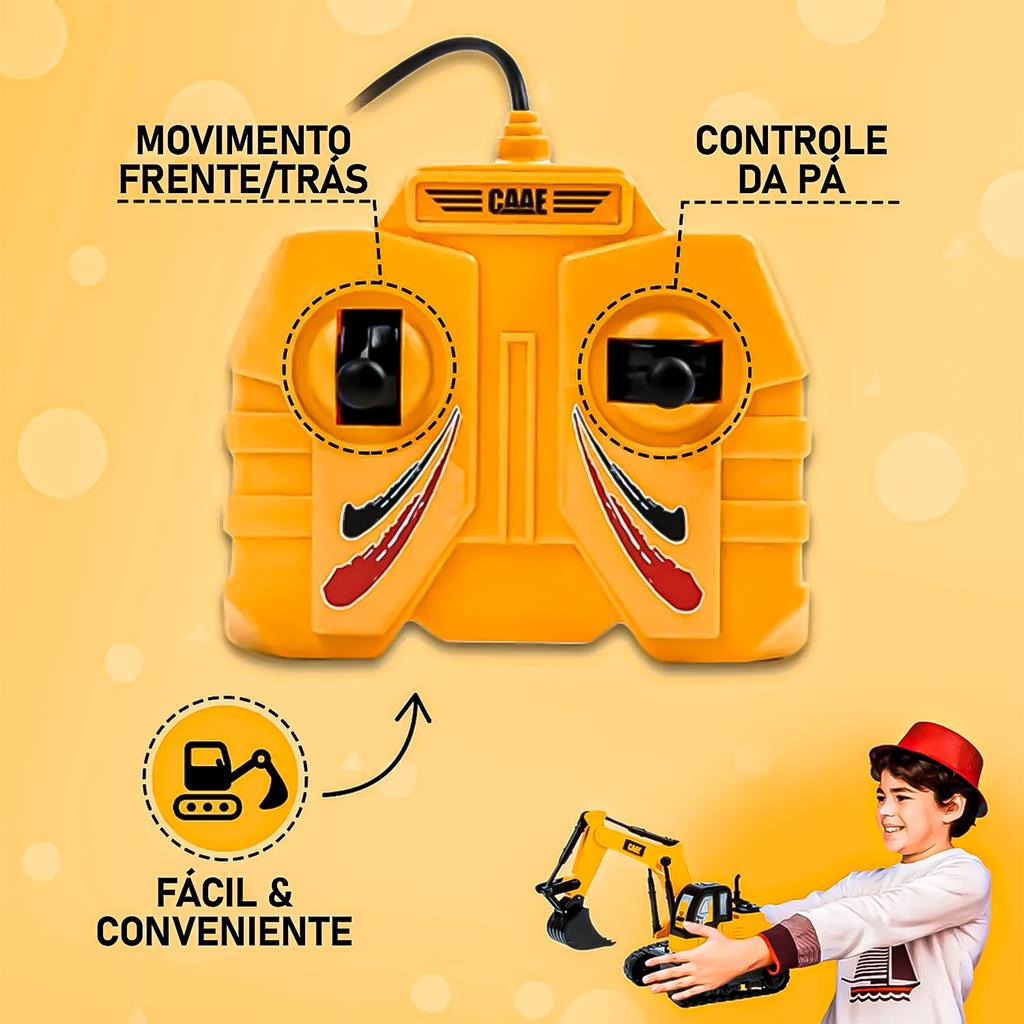 Carrinho Controle Com Fio Trator Escavadeira Move Pa Anda - Dm Toys ...