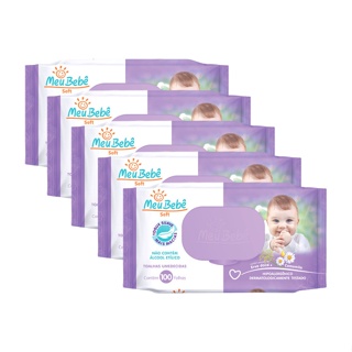 KIt C/5 Meu Bebê Soft Toalhas Umedecidas com 100 unidades