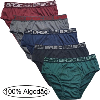 Kit 12 Cuecas Slip Adulto 100% Algodão Tradicionais Basica Famy
