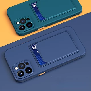 Para iPhone 15 14 13 12 11 Plus Pro Max XR XS 7 8 SE Com Porta-Cartões Clipe De Carteira Capa De Silicone Macia À Prova De Choque Telefone