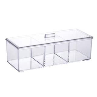 Organizador Cosmeticos Acrilico transparente com 3 Divisorias e tampa Elegance 1198 Paramount