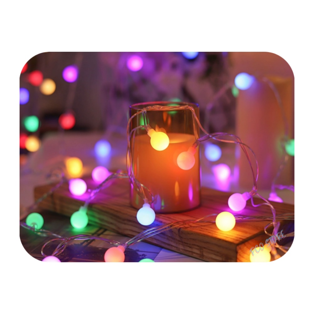 Cordão Led Luz Varal 8 Funções 80 Bolinhas 8m Fio Transparente Colorido 110V