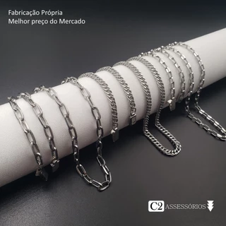 Cordão Corrente Aço Inox Escolha Modelo e Tamanho
