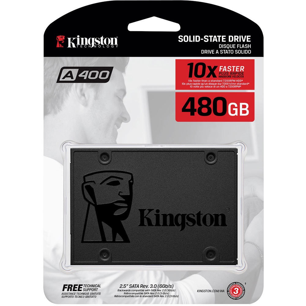 SSD Kingston 480GB 500mb/s p/ Leitura e 450mb/s p/ Gravação