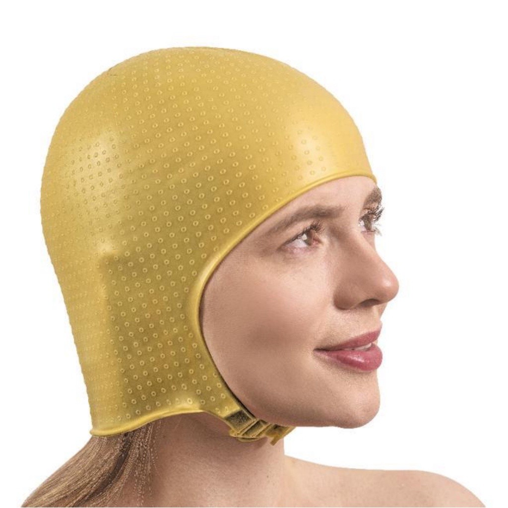 Touca para Luzes Mechas Reflexos Morena Iluminada Loiras Modelo Romana longa alinhada com 2.200 Pré Furos que cobre a nuca