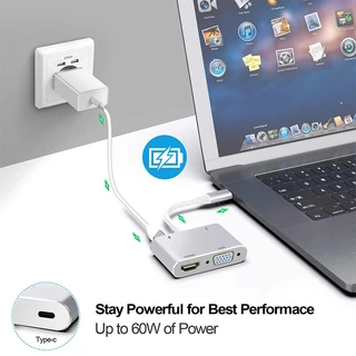 USB C 3.1 Tipo Para VGA HDMI 3.0 Hub Adaptador 4 Em 1 PD 87W Carregamento Rápido Thunderbolt 3 Macbok Air Pro O Telefone