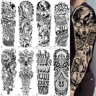 Full Arm Tattoos Temporary Sleeve For Men Women Virgin Of Jesus Crown Lion Black Waterproof Fake Makeup Tools Tatoos