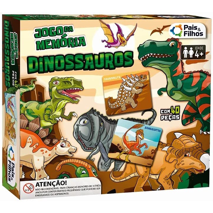 Jogo da Memória 40 Peças Dinossauros Pais e Filhos 21892-U-U - Only  Megastore