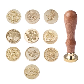 Selagem Retrô Cera Carimbo Cabeça Selos Carimbo Set Ferramentas Post Decor Madeira Selos Selo Cera Antiga Carimbo Design Punho de Madeira