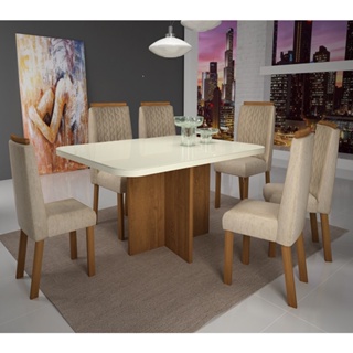 Conjunto Mesa de Jantar Alfa com 6 Cadeiras Malta Bom Pastor