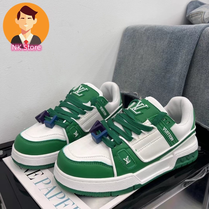 2023 Novo Estilo LV Trainer Maxl Chubby Ding White Green Height Aumentar Os Sapatos Masculinos Esportivos Casuais De Corrida De Tênis Basquetebol Sociais