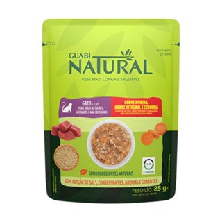Ração Úmida Guabi Natural Gatos Carne, Arroz e Cenoura 0,85g