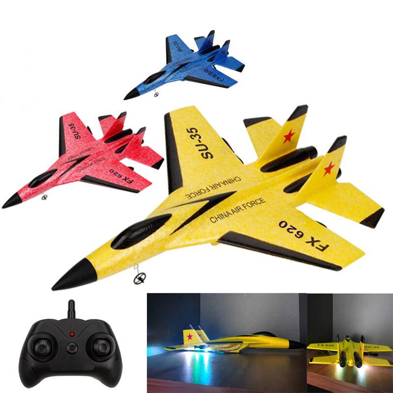 Avião de Brinquedo com Controle Remoto, SU35 ou SU57, Modelo Planador com  Luzes LED, 2,4