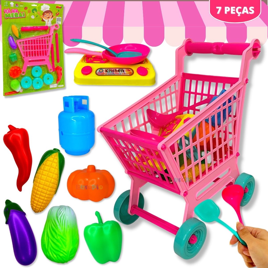 Carrinho De Compras Infantil Supermercado De Brinquedo | Shopee Brasil