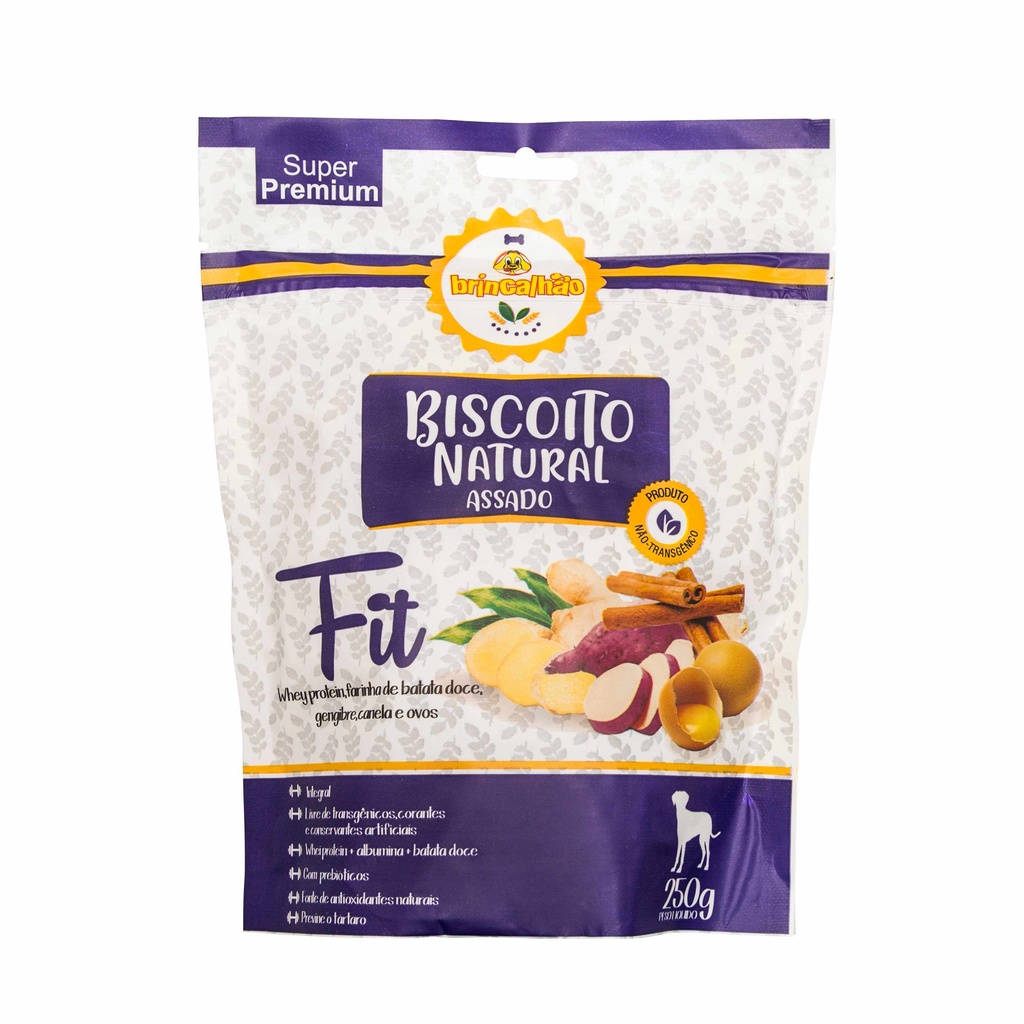 Biscoito para Cães Petisco Super Premium Natural Assados Fit Batata e Whey Brincalhão 250g