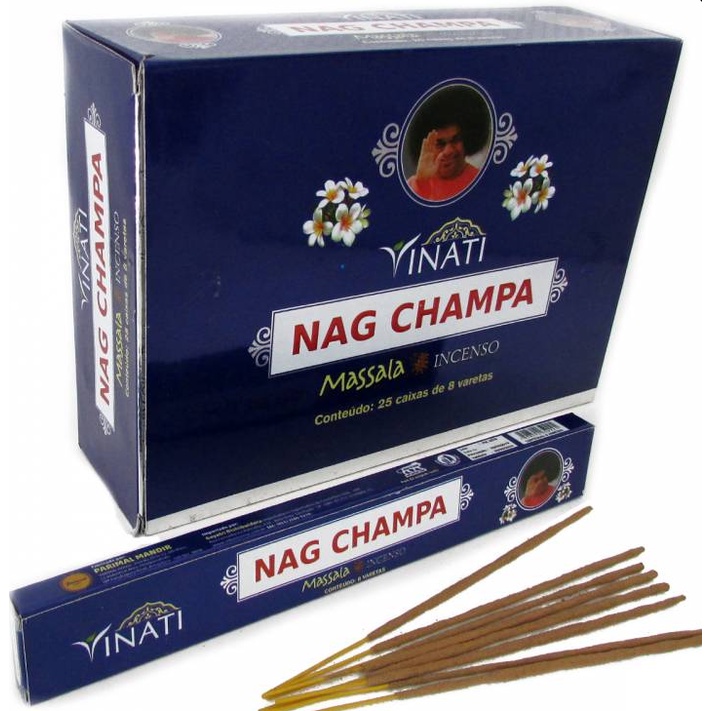 Incensos Vinati Massala Nag Champa 25 caixinhas com 8 varetas cada