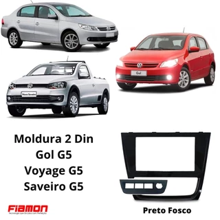 Moldura Gol G5 Saveiro G5 Voyage G5 2 Din Fiamon Preta Para 4 Botões