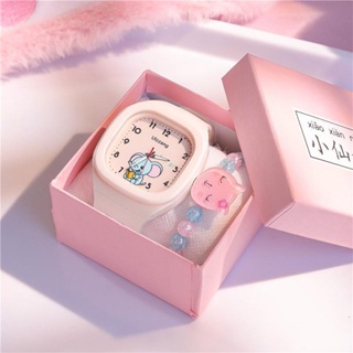 【Relógio+pulseira+caixa】 Square Cartoon Relógio Infantil Meninos E Meninas Unicórnio Relógios De Aniversário