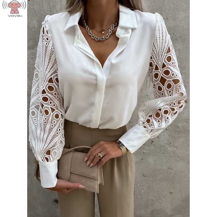 Social Women's Blusa Branca Elegante Camisas Curtas E Blusas Moda