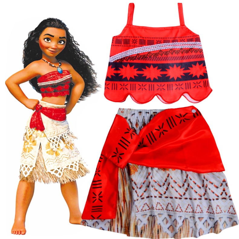 Disney Moana Princess Vaiana Dress para crianças, roupas Cosplay para  meninas, festa de aniversário infantil com