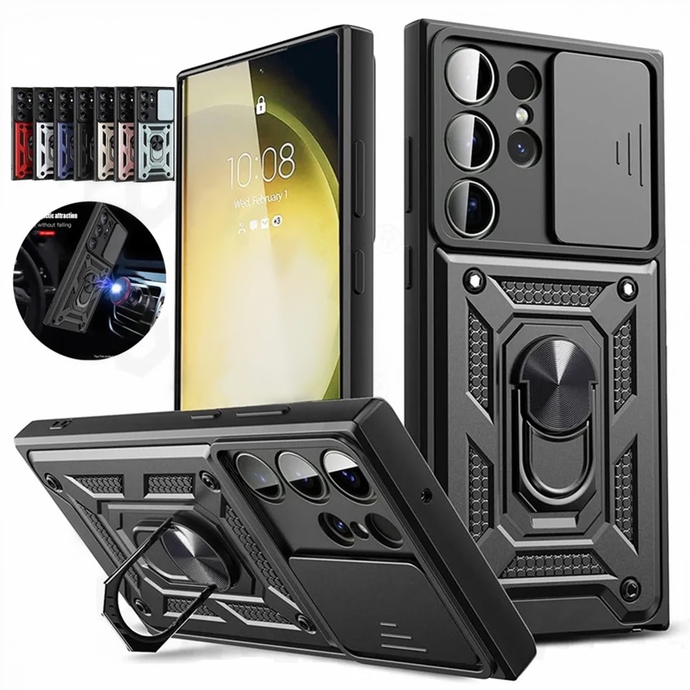 Capa Da Lente Câmera Deslizante Para Samsung Galaxy A12 A22 A32 A52 A72 A51 A71 M12 A52s Armadura Dos Pára-Choques De Grau Militar