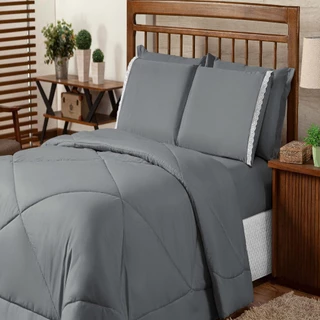 Kit 06 Peças Edredom Aconchego Dupla Face Matelado Premium