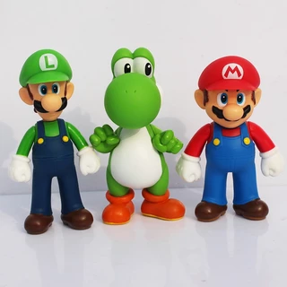 3pcs/set de 10cm japonês Nintendo Game Super Mario Bros. Figura de ação de Yoshi Luigi na coleção de bonecas de PVC