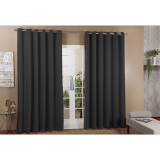 Cortina Blecaute Tecido para Janela com Voil Xadrez 2,0m x 1,70m - Preto