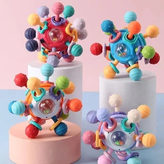 Brinquedo De Bebê Montessori 0 12 Meses Chocalho Sensorial Mordedor Agarrar Atividade Desenvolvimento De Dentição De Silicone Para Bebês