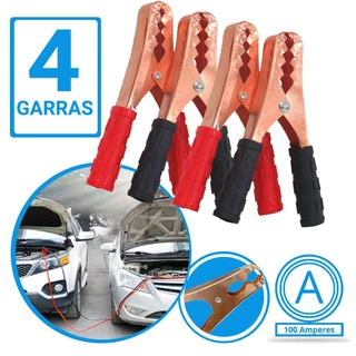 Jogo Kit 4 Garra Jacaré Bateria Chupeta Clip Cabo Suporte 100A Emborrachado em Oferta na Shopee