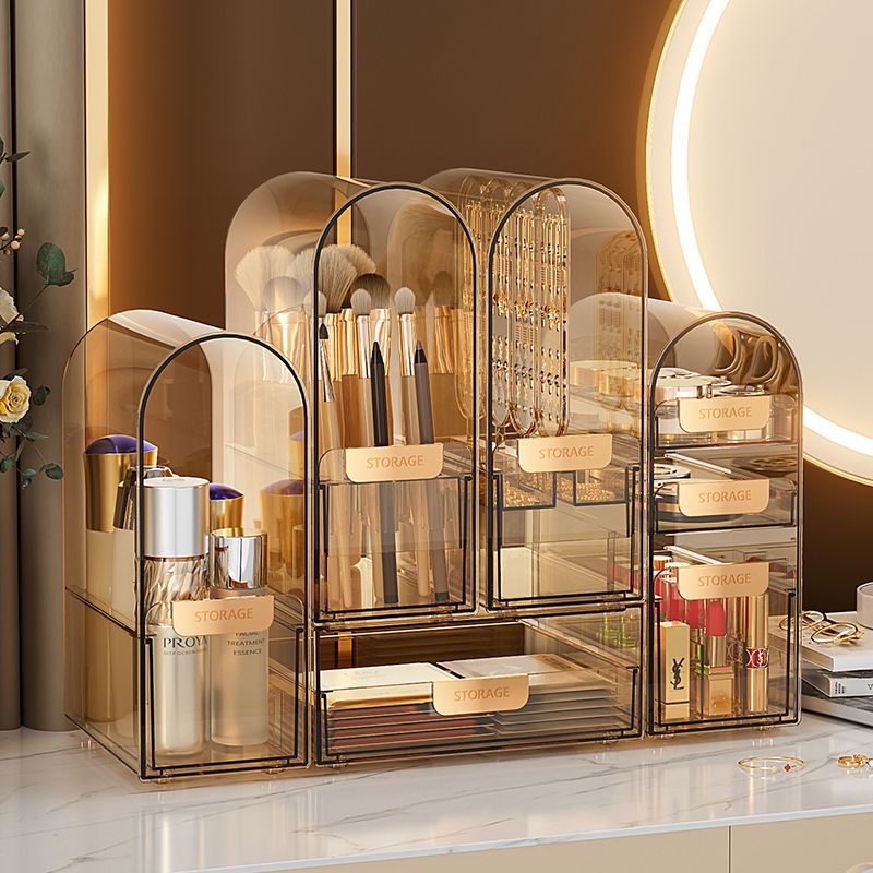 Caixa de armazenagem Caixa de armazenagem Caixa de armazenagem Gaveta de mesa Cesta de armazenagem Simples Transparente Leve Luxo Anti-pó Caixa de armazenagem Cosmética com tampa Caixa de armazenagem Conjunto completo Baton Batom Armazenamento de produtos