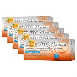 Aceviton Vitamina C + Zinco Suplemento Alimentar Efervescente C/10un - kit C/5