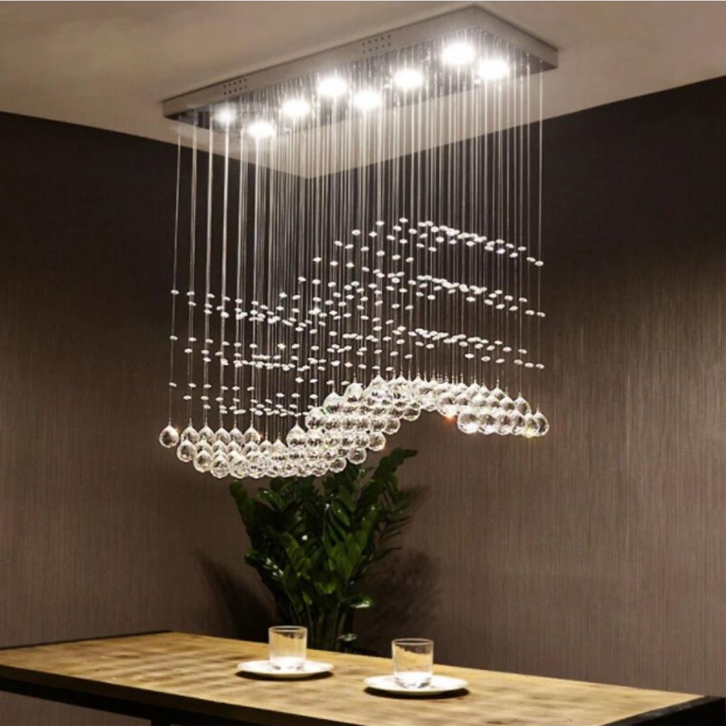 Lustre De Cristal Acrilico Onda Para Sala de Jantar