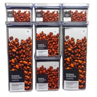 Kit 7 potes Hermetico Organizador armazenador Quadrado Lumini 2128 Paramount
