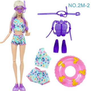 Boneca bonito Swimwear Anéis Natação Lifebuoy Swimsuits Bikini Slipper  Cadeira Praia Roupas de banho para Barbie Doll Acessórios Toy