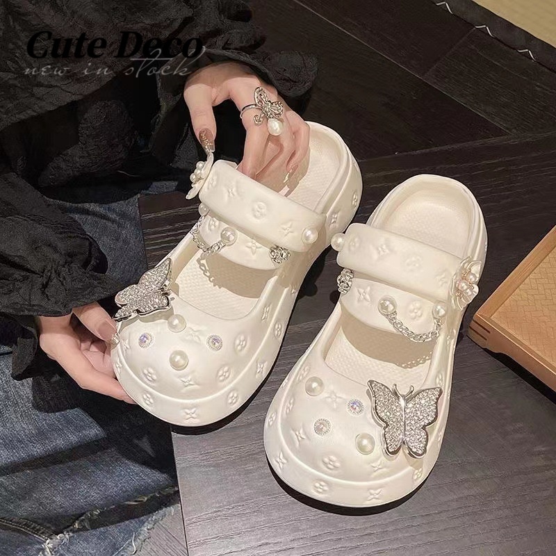 Diamantes incrustados com borboletas p rolas e sapatos da s rie Diamond Decora o DIY Jibbitz Charming Crocs
